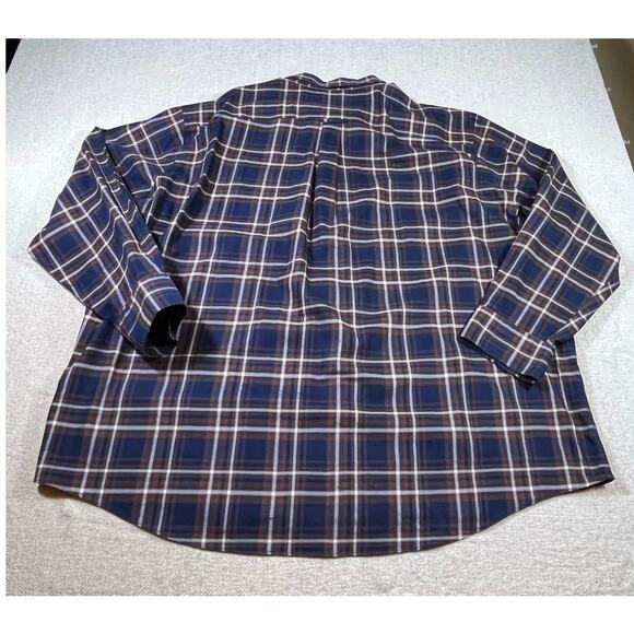 Cabela’s Men’s 2XL Brown Blue Plaid Long Sleeve Button Front Flannel Shirt Fall - Picture 2 of 7